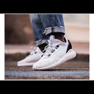 Adidas Tubular Doom Sock Primeknit Grey Black Lace-Up Sneakers 5.5